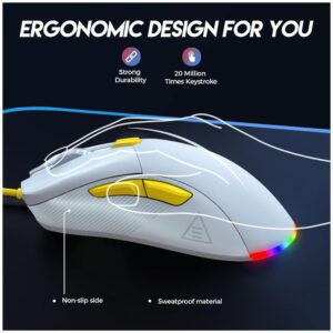 ZiDLi M85 USB RGB GAMING MOUSE 16000DPI WHITE WiRED 2