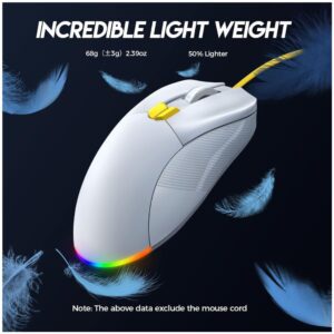 ZiDLi M85 USB RGB GAMING MOUSE 16000DPI WHITE WiRED 3
