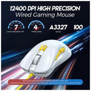 ZiDLi M85 USB RGB GAMING MOUSE 16000DPI WHITE WiRED 6