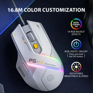 iNPHiC PG1 RGB WIRED GAMING MOUSE 12800 DPI WITH SOFTWARE 10