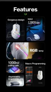 iNPHiC PG1 RGB WIRED GAMING MOUSE 12800 DPI WITH SOFTWARE 21
