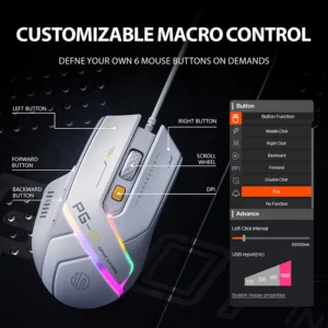iNPHiC PG1 RGB WIRED GAMING MOUSE 12800 DPI WITH SOFTWARE 9