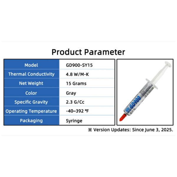 GD900 THERMAL PASTE 15g GREASE CONDUCTIVITY 4.8WM-K GRAY 13