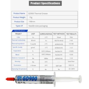 GD900 THERMAL PASTE 15g GREASE CONDUCTIVITY 4.8WM-K GRAY 15