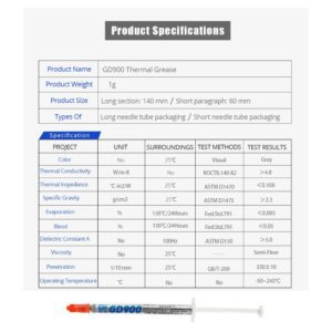 GD900 THERMAL PASTE 1g GREASE CONDUCTIVITY 4.8WM-K GRAY 17