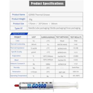 GD900 THERMAL PASTE 30g GREASE CONDUCTIVITY 4.8WM-K GRAY 12