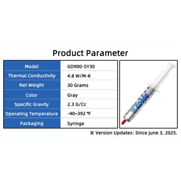 GD900 THERMAL PASTE 30g GREASE CONDUCTIVITY 4.8WM-K GRAY 15