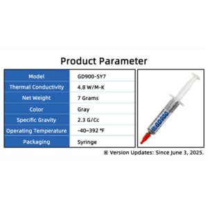 GD900 THERMAL PASTE 7g GREASE CONDUCTIVITY 4.8WM-K GRAY 17