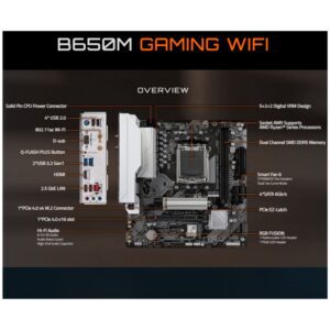 B650 RYZEN MOTHERBOARD GiGABYTE B650M GAMING WiFi AM5 SOCKET 111 (8)