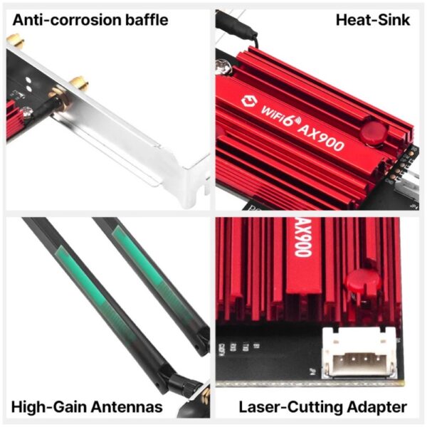 PCIe WiFi 6+BLUETOOTH 5.4 WIRELESS CARD FENVI AX900 2.45GHz