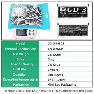 GD-3 THERMAL PASTE 0.5g GREASE CONDUCTIVITY 7.5WM-K GRAY 4