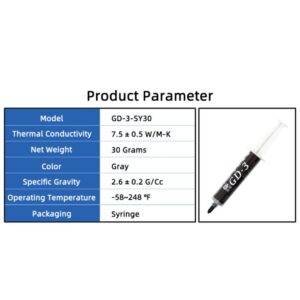GD-3 THERMAL PASTE 30g GREASE CONDUCTIVITY 7.5WM-K GRAY 14