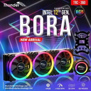 THUNDER BORA AiO CPU LiQUiD COOLER 360mm BLACK TRC-360 110 (5)