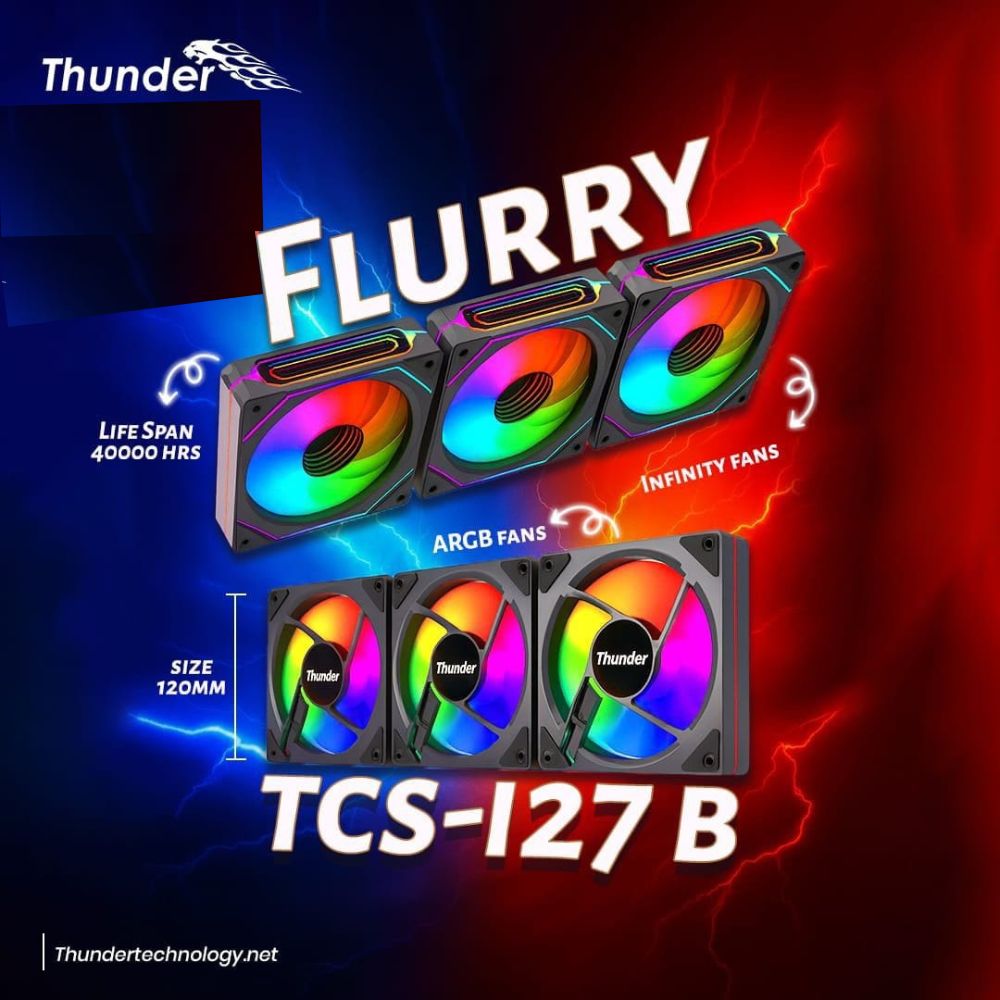 THUNDER FLURRY iNFiNiTY ARGB FAN TCS-i27B Black (3 Fans KiT)