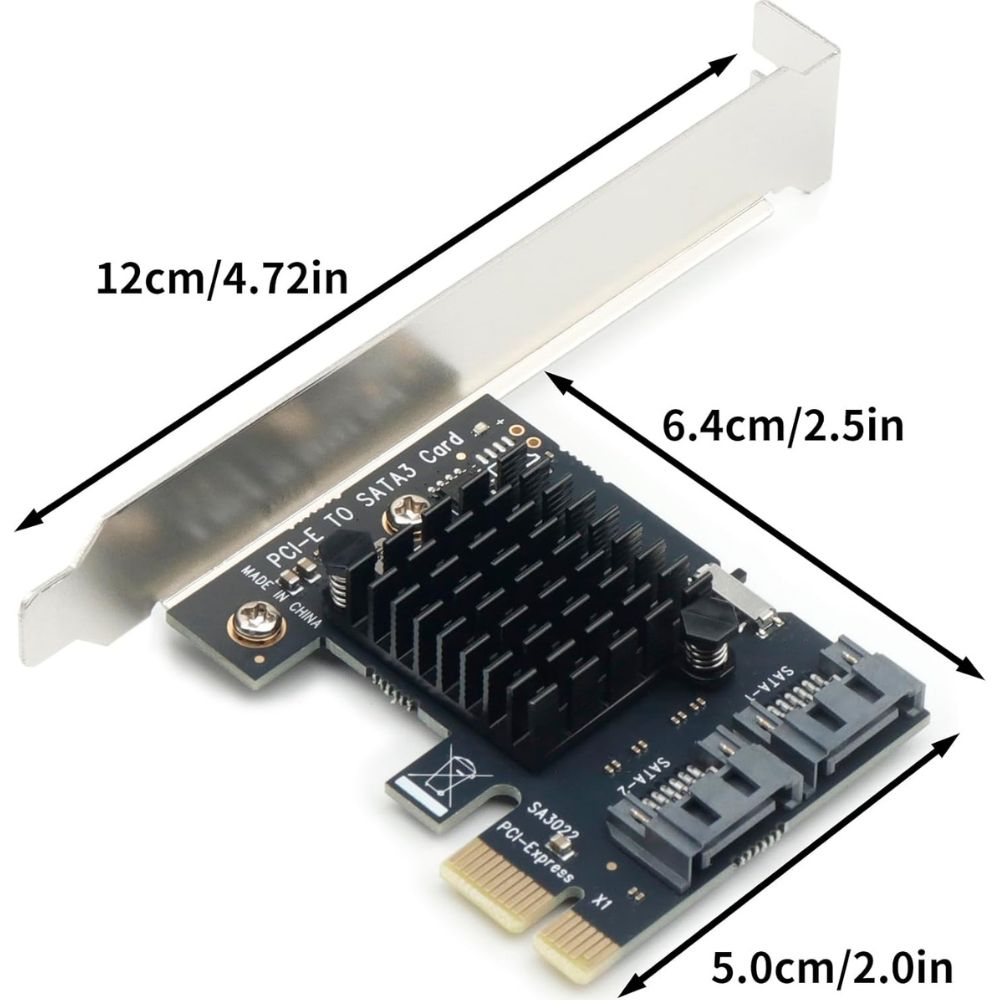 2 PORT SATA CARD PCIe 3.0 6Gbps CONTROLLER EXPANSION CARD