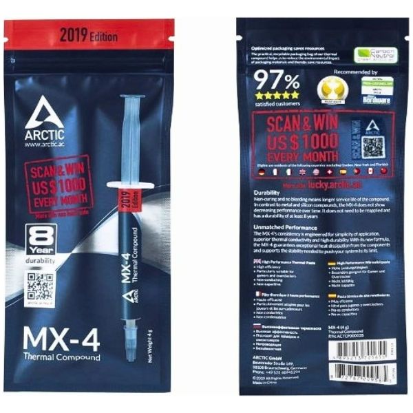 ARCTiC MX-4 THERMAL PASTE 4g CONDUCTIVITY 8.5Wmk (1)