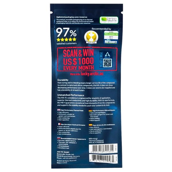 ARCTiC MX-4 THERMAL PASTE 4g CONDUCTIVITY 8.5Wmk (9)