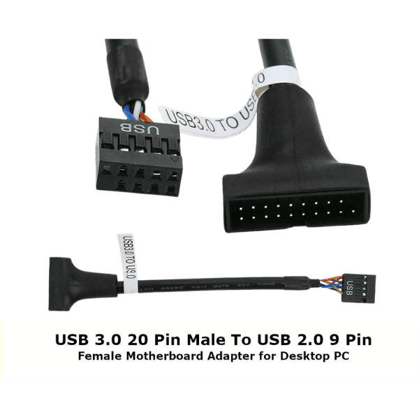 USB 3.0 to 2.0 HEADER ADAPTER 19 Pin MALE to 9 Pin FEMALE CABLE (3)