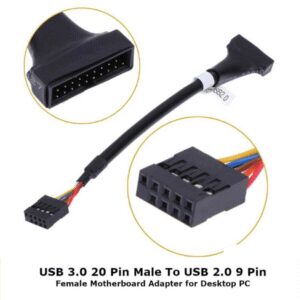 USB 3.0 to 2.0 HEADER ADAPTER 19 Pin MALE to 9 Pin FEMALE CABLE (4)